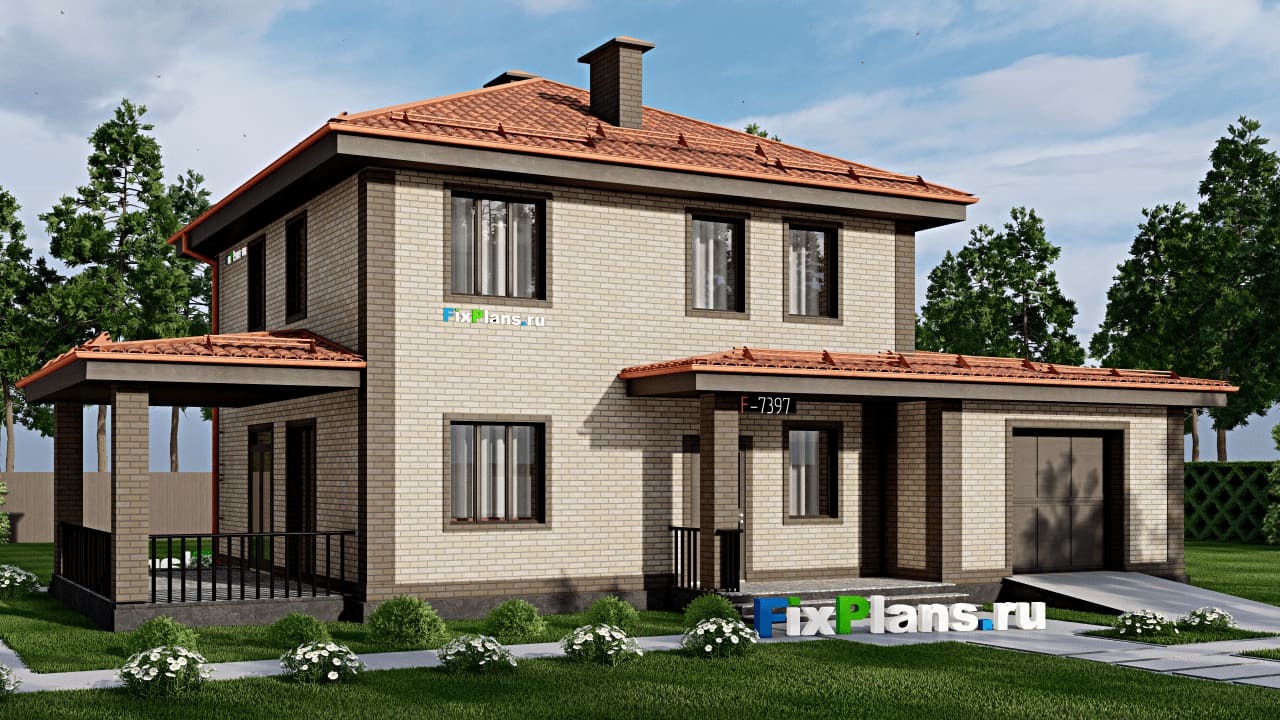 Двухэтажный дом F-7397 — фасад