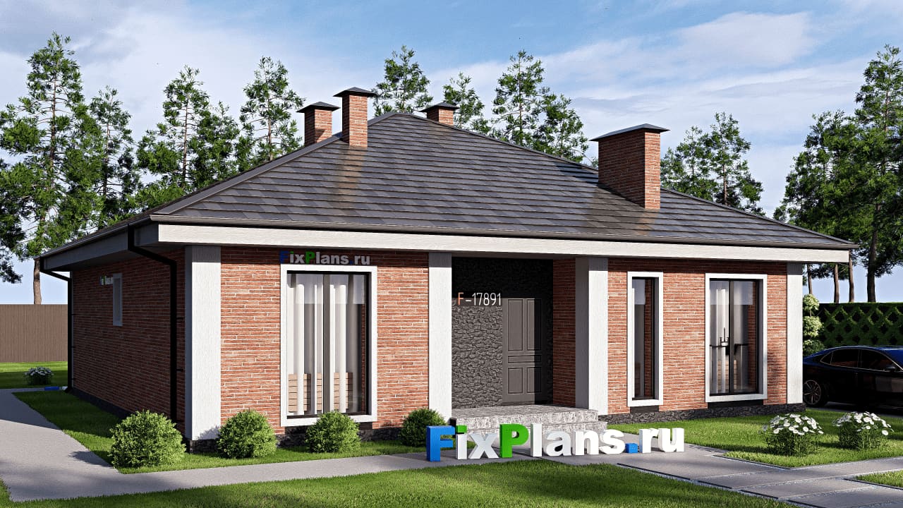 Одноэтажный дом F-17891 — фасад