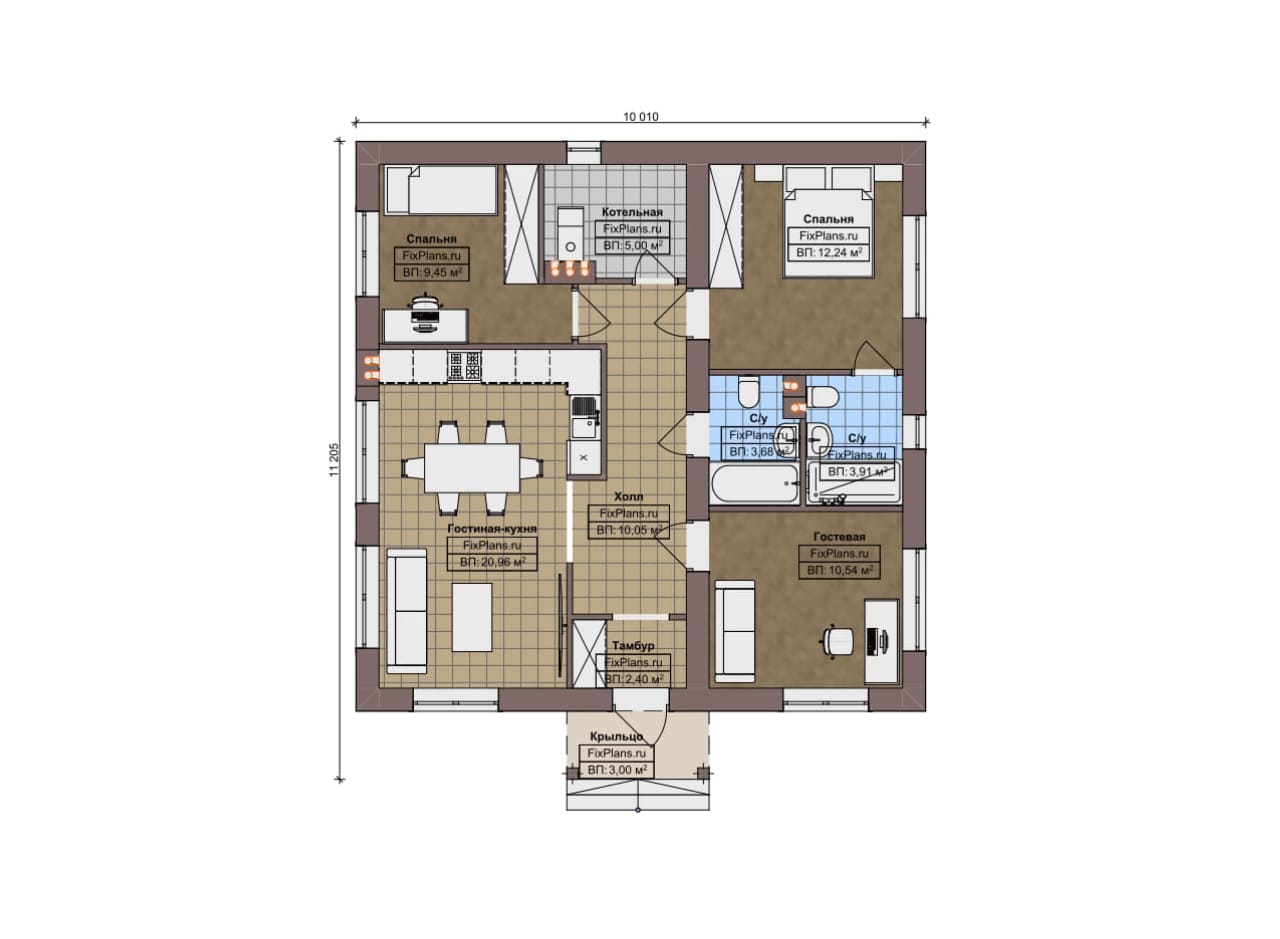 Планировка Одноэтажный дом F-13823