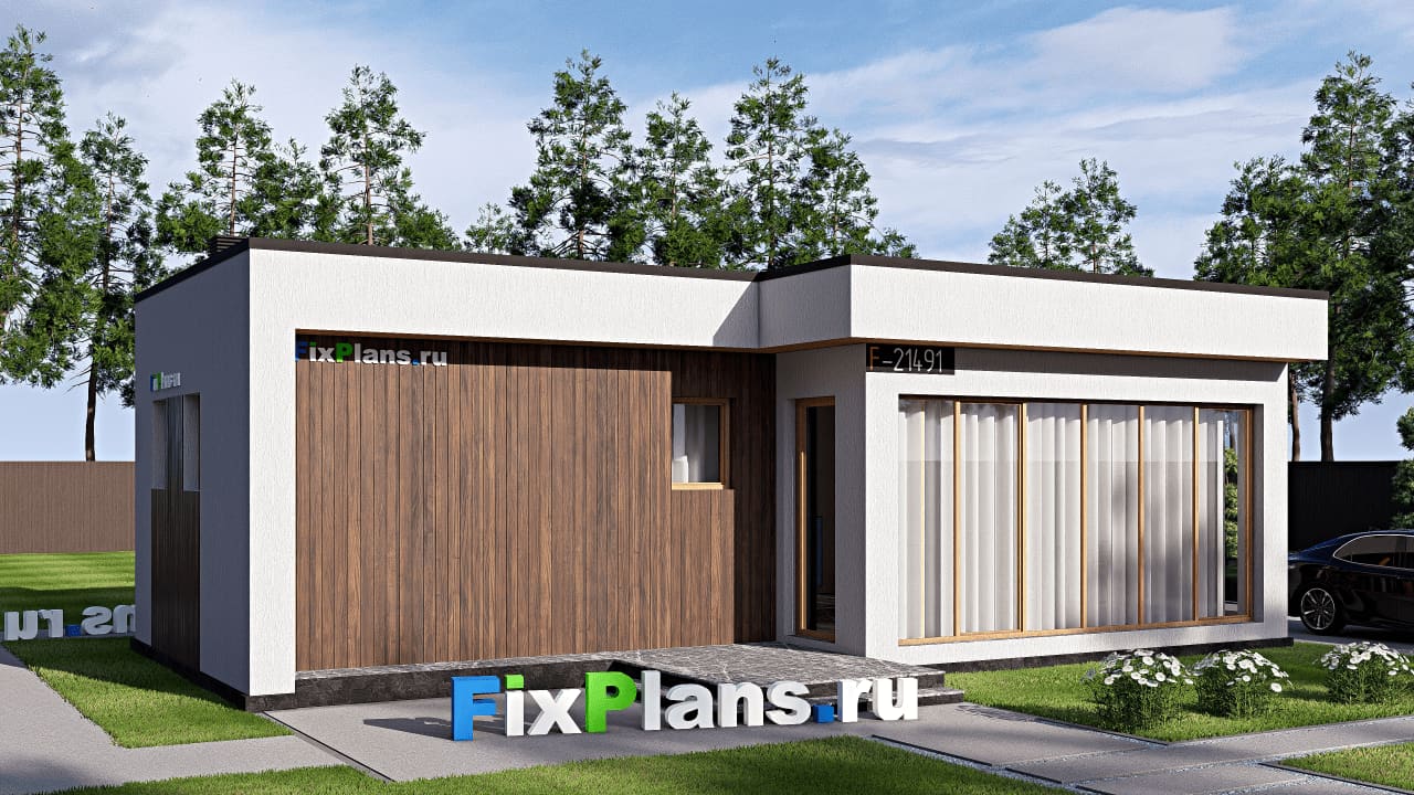 Одноэтажный дом F-21491 — фасад